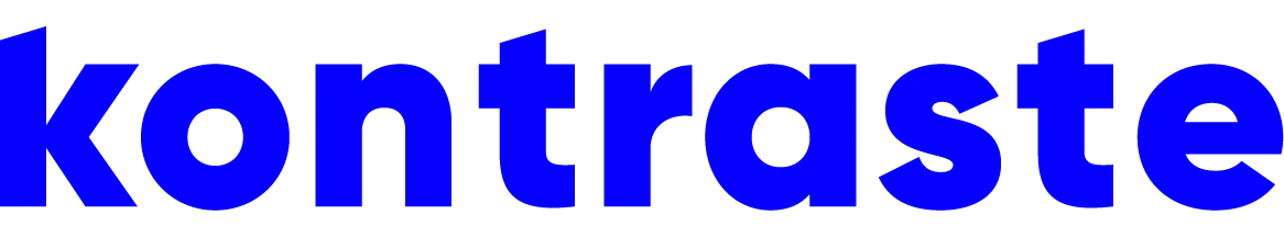 Das blaue Wortlogo der Kontraste Agency GmbH zeigt den Schriftzug 'kontraste' in einer modernen, serifenlosen Schriftart auf weißem Hintergrund.