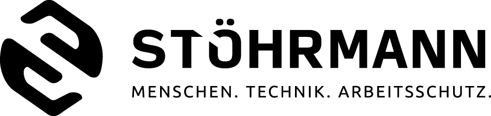 Logo von STÖHRMANN, bestehend aus einem abstrakten Symbol und dem Schriftzug 'STÖHRMANN' mit dem Slogan 'MENSCHEN. TECHNIK. ARBEITSSCHUTZ.'.